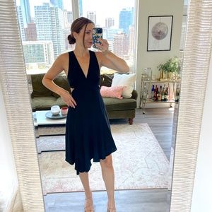 Asymmetrical Black Cut Out Flowy Dress- Club Monaco